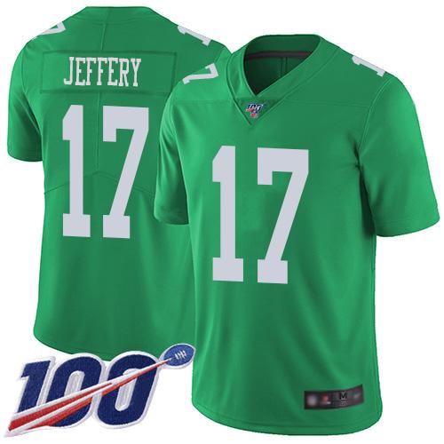 Nike Philadelphia Eagles #17 Alshon Jeffery Green Stitched NFL Limited Rush 100th Season Jersey