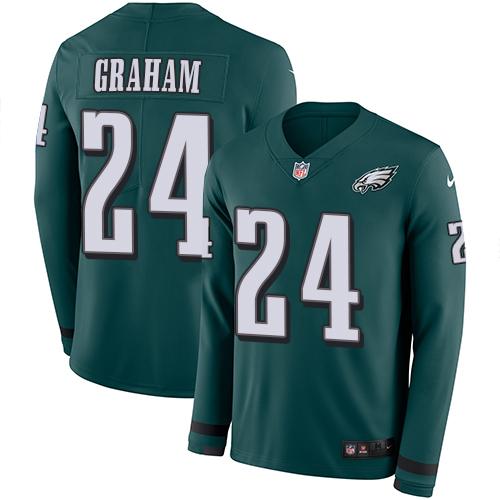 Nike Philadelphia Eagles #24 Corey Graham Midnight Green Team Color Stitched NFL Limited Therma Long Sleeve Jersey