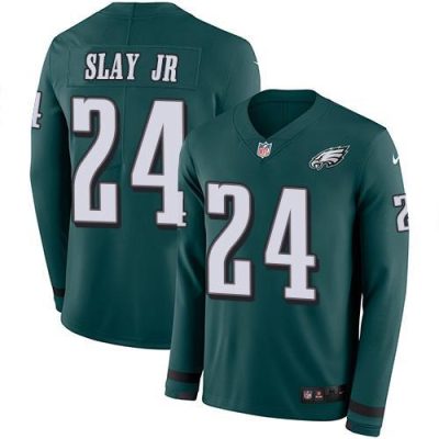 Nike Philadelphia Eagles #24 Darius Slay Jr Green Team Color Stitched NFL Limited Therma Long Sleeve Jersey