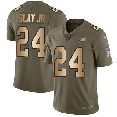 Nike Philadelphia Eagles #24 Darius Slay Jr Olive/Gold Stitched NFL Limited 2017 Salute To Service Jersey