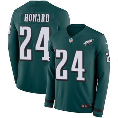 Nike Philadelphia Eagles #24 Jordan Howard Midnight Green Team Color Stitched NFL Limited Therma Long Sleeve Jersey