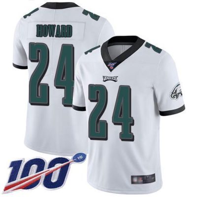Nike Philadelphia Eagles #24 Jordan Howard White Stitched NFL 100th Season Vapor Limited Jersey