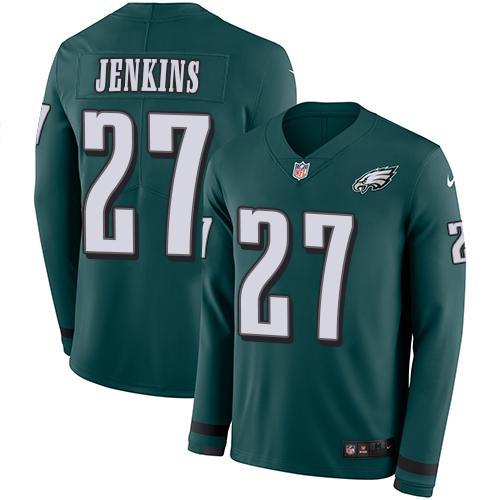 Nike Philadelphia Eagles #27 Malcolm Jenkins Midnight Green Team Color Stitched NFL Limited Therma Long Sleeve Jersey