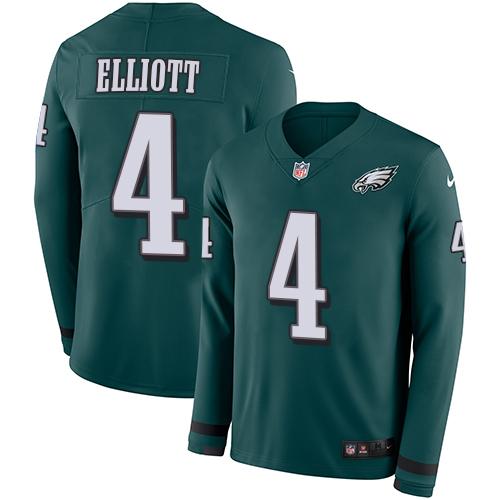 Nike Philadelphia Eagles #4 Jake Elliott Midnight Green Team Color Stitched NFL Limited Therma Long Sleeve Jersey