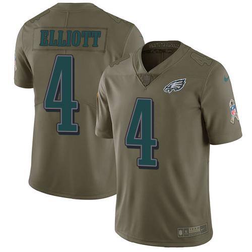 Nike Philadelphia Eagles #4 Jake Elliott Olive Stitched NFL Limited 2017 Salute To Service Jersey