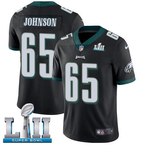 Nike Philadelphia Eagles #65 Lane Johnson Black Alternate Super Bowl LII Stitched NFL Vapor Untouchable Limited Jersey