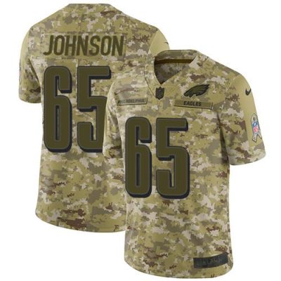 Nike Philadelphia Eagles #65 Lane Johnson Camo Stitched NFL Limited 2018 Salute To Service Jersey