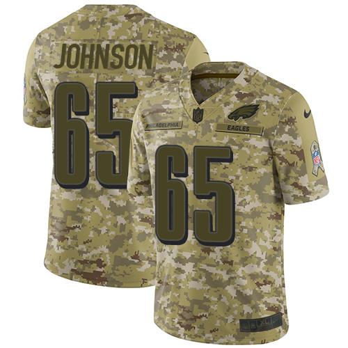 Nike Philadelphia Eagles #65 Lane Johnson Camo Stitched NFL Limited 2018 Salute To Service Jersey