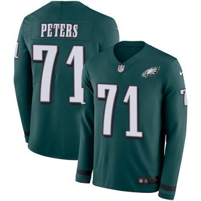 Nike Philadelphia Eagles #71 Jason Peters Midnight Green Team Color Stitched NFL Limited Therma Long Sleeve Jersey
