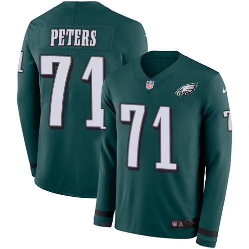 Nike Philadelphia Eagles #71 Jason Peters Midnight Green Team Color Stitched NFL Limited Therma Long Sleeve Jersey