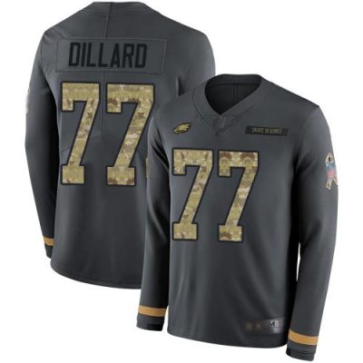 Nike Philadelphia Eagles #77 Andre Dillard Anthracite Salute to Service Stitched NFL Limited Therma Long Sleeve Jersey