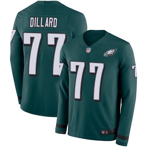 Nike Philadelphia Eagles #77 Andre Dillard Midnight Green Team Color Stitched NFL Limited Therma Long Sleeve Jersey
