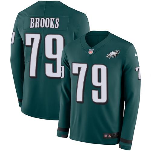 Nike Philadelphia Eagles #79 Brandon Brooks Midnight Green Team Color Stitched NFL Limited Therma Long Sleeve Jersey