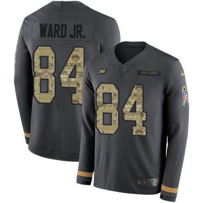 Nike Philadelphia Eagles #84 Greg Ward Jr. Anthracite Salute to Service Stitched NFL Limited Therma Long Sleeve Jersey