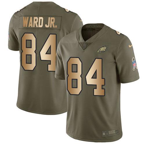 Nike Philadelphia Eagles #84 Greg Ward Jr. Olive/Gold Stitched NFL Limited 2017 Salute To Service Jersey