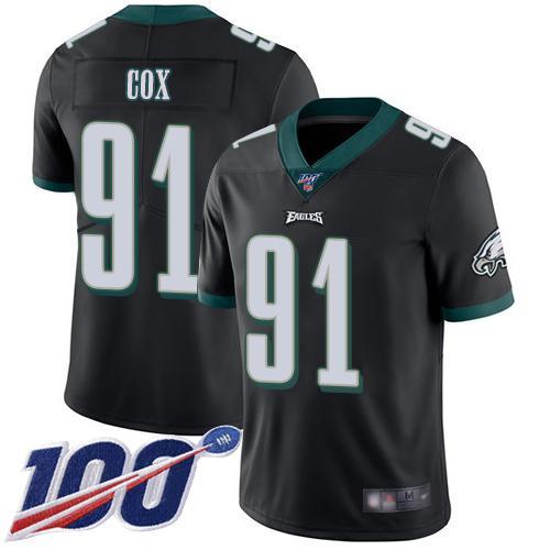 Nike Philadelphia Eagles #91 Fletcher Cox Black Alternate Stitched NFL 100th Season Vapor Limited Jersey