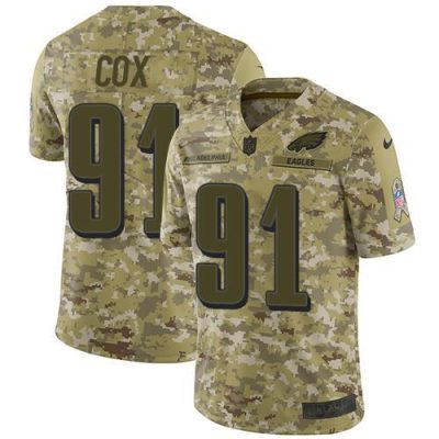Nike Philadelphia Eagles #91 Fletcher Cox Camo Stitched NFL Limited 2018 Salute To Service Jersey