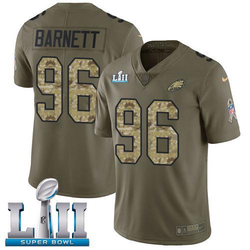 Nike Philadelphia Eagles #96 Derek Barnett Olive/Camo Super Bowl LII Stitched NFL Limited 2017 Salute To Service Jersey