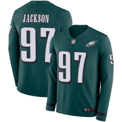Nike Philadelphia Eagles #97 Malik Jackson Midnight Green Team Color Stitched NFL Limited Therma Long Sleeve Jersey