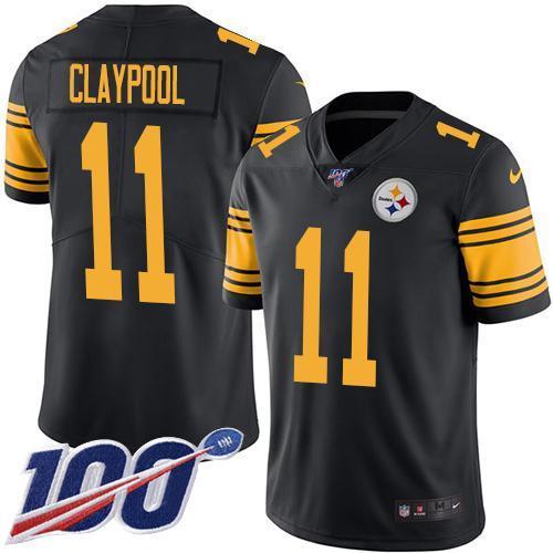 Nike Pittsburgh Steelers #11 Chase Claypool Black Stitched NFL Limited Rush 100th Season Jersey