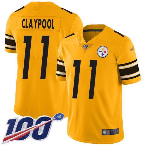 Nike Pittsburgh Steelers #11 Chase Claypool Gold Stitched NFL Limited Inverted Legend 100th Season Jersey