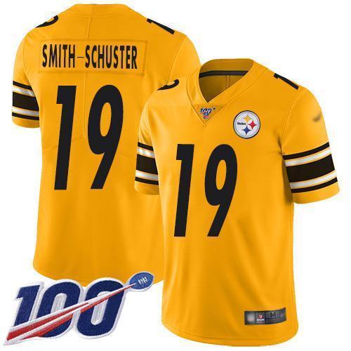 Nike Pittsburgh Steelers #19 JuJu Smith-Schuster Gold Stitched NFL Limited Inverted Legend 100th Season Jersey