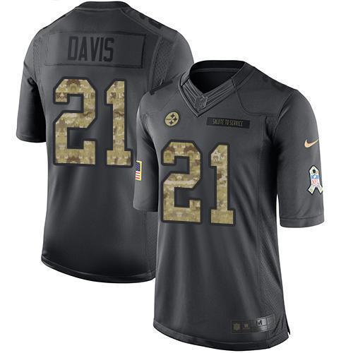 Nike Pittsburgh Steelers #21 Sean Davis Black Stitched NFL Limited 2016 Salute to Service Jersey
