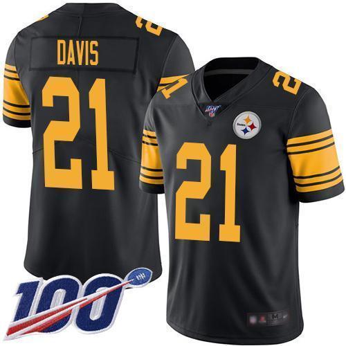 Nike Pittsburgh Steelers #21 Sean Davis Black Stitched NFL Limited Rush 100th Season Jersey