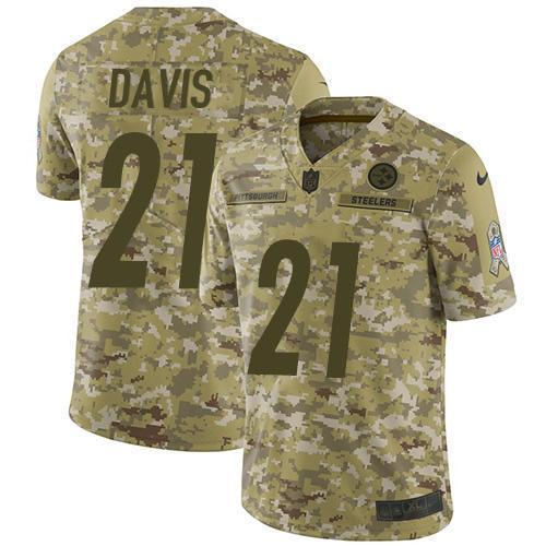 Nike Pittsburgh Steelers #21 Sean Davis Camo Stitched NFL Limited 2018 Salute To Service Jersey