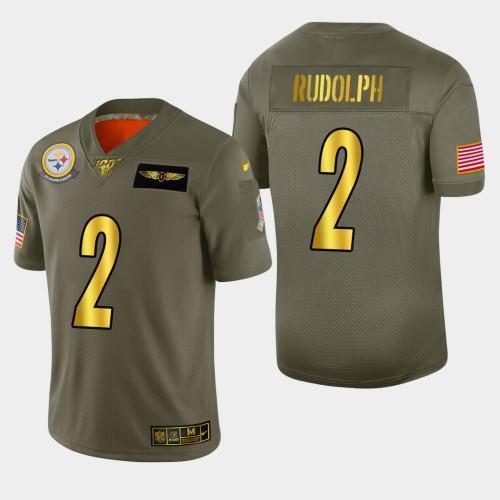 Nike Pittsburgh Steelers #2 Mason Rudolph Olive Gold 2019 Salute to Service NFL 100 Limited Jersey