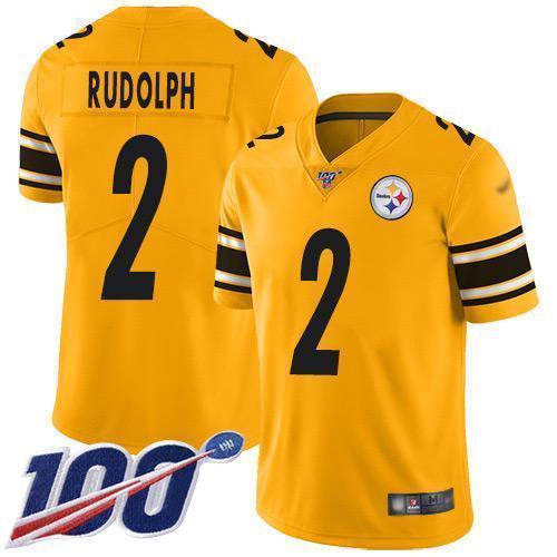 Nike Pittsburgh Steelers #2 Mason Rudolph Gold Stitched NFL Limited Inverted Legend 100th Season Jersey