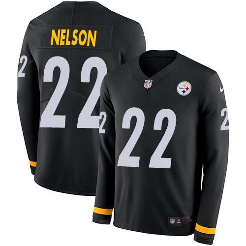 Nike Pittsburgh Steelers #22 Steven Nelson Black Team Color Stitched NFL Limited Therma Long Sleeve Jersey