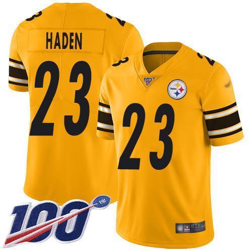 Nike Pittsburgh Steelers #23 Joe Haden Gold Stitched NFL Limited Inverted Legend 100th Season Jersey