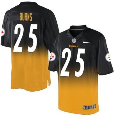 Nike Pittsburgh Steelers #25 Artie Burns Black/Gold Stitched NFL Elite Fadeaway Fashion Jersey