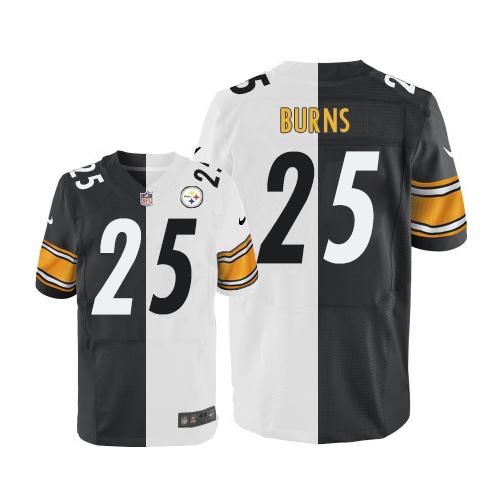 Nike Pittsburgh Steelers #25 Artie Burns White/Black Stitched NFL Elite Split Jersey