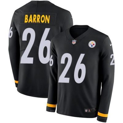 Nike Pittsburgh Steelers #26 Mark Barron Black Team Color Stitched NFL Limited Therma Long Sleeve Jersey