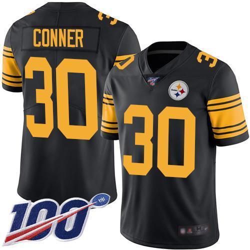 Nike Pittsburgh Steelers #30 James Conner Black Stitched NFL Limited Rush 100th Season Jersey