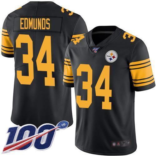 Nike Pittsburgh Steelers #34 Terrell Edmunds Black Stitched NFL Limited Rush 100th Season Jersey