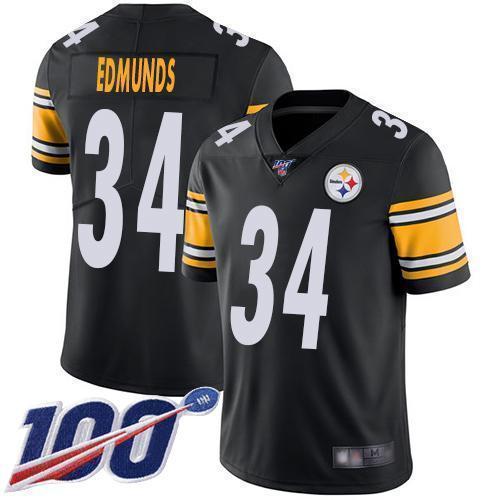 Nike Pittsburgh Steelers #34 Terrell Edmunds Black Team Color Stitched NFL 100th Season Vapor Limited Jersey
