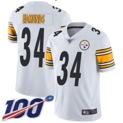 Nike Pittsburgh Steelers #34 Terrell Edmunds White Stitched NFL 100th Season Vapor Limited Jersey