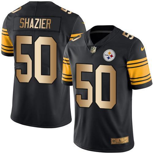 Nike Pittsburgh Steelers #50 Ryan Shazier Black Stitched NFL Limited Gold Rush Jersey