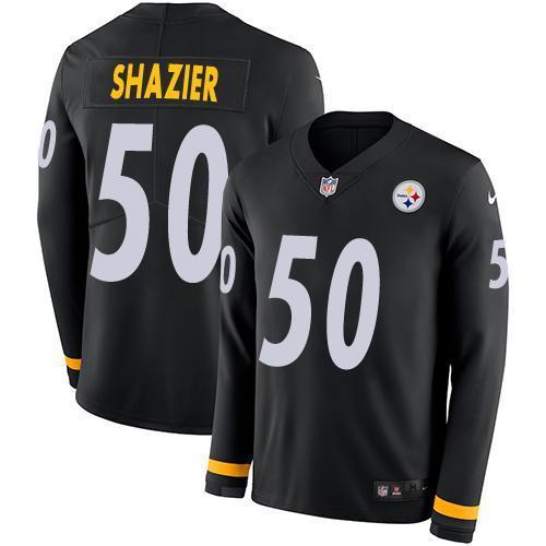 Nike Pittsburgh Steelers #50 Ryan Shazier Black Team Color Stitched NFL Limited Therma Long Sleeve Jersey