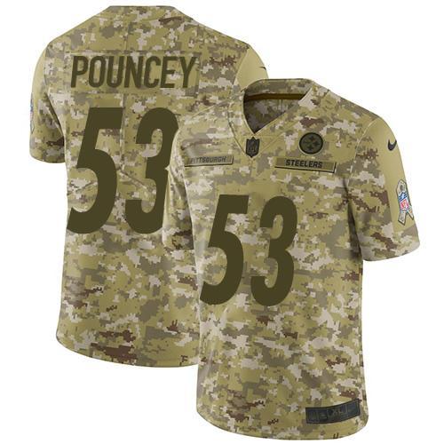 Nike Pittsburgh Steelers #53 Maurkice Pouncey Camo Stitched NFL Limited 2018 Salute To Service Jersey