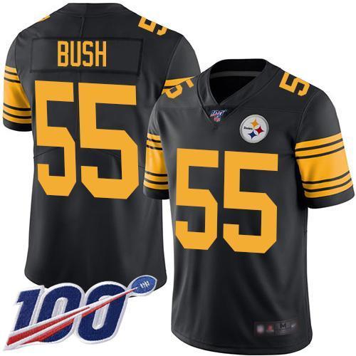 Nike Pittsburgh Steelers #55 Devin Bush Black Stitched NFL Limited Rush 100th Season Jersey