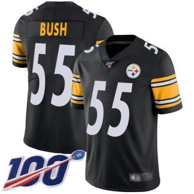 Nike Pittsburgh Steelers #55 Devin Bush Black Team Color Stitched NFL 100th Season Vapor Limited Jersey