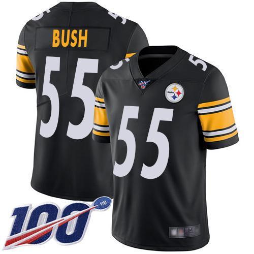 Nike Pittsburgh Steelers #55 Devin Bush Black Team Color Stitched NFL 100th Season Vapor Limited Jersey