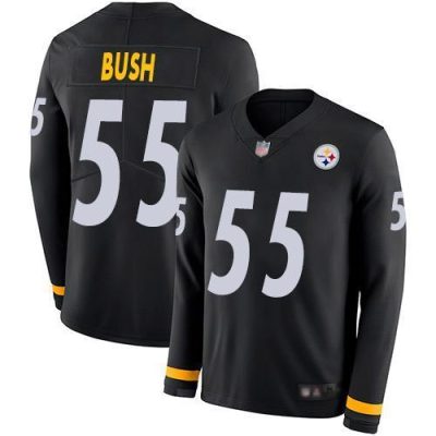 Nike Pittsburgh Steelers #55 Devin Bush Black Team Color Stitched NFL Limited Therma Long Sleeve Jersey