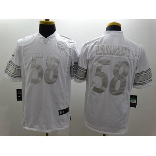 Nike Pittsburgh Steelers #58 Jack Lambert White Stitched NFL Limited Platinum Jersey