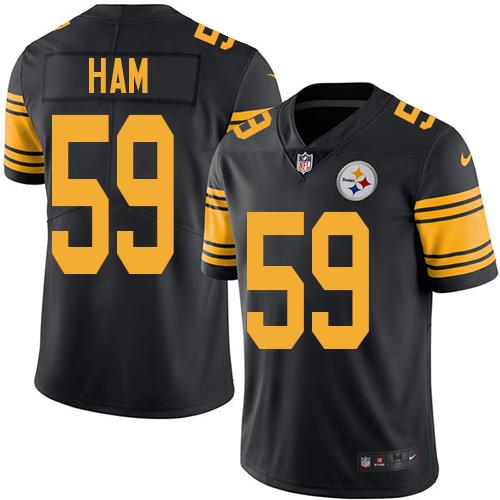 Nike Pittsburgh Steelers #59 Jack Ham Black Stitched NFL Limited Rush Jersey