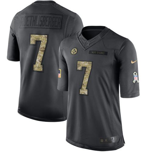 Nike Pittsburgh Steelers #7 Ben Roethlisberger Black Stitched NFL Limited 2016 Salute to Service Jersey